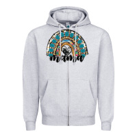 Heather Grey western mama rainbow Zipper Hoodie - RanaPortraitStore