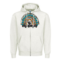 Oatmeal Heather western mama rainbow Zipper Hoodie - RanaPortraitStore