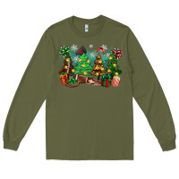 Army Green christmas trees with football Long Sleeve Tee - Zillion Design Studio