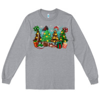 Heather Grey christmas trees with football Long Sleeve Tee - Zillion Design Studio