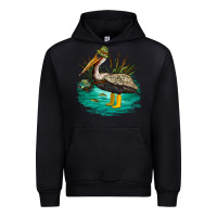 Black fishing pelican camp Urban Hoodie - NancyCooperArtShop