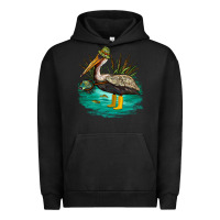 Pigment Black fishing pelican camp Urban Hoodie - NancyCooperArtShop