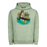 Pigment Oil Green fishing pelican camp Urban Hoodie - NancyCooperArtShop
