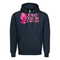 Navy Breast Cancer Awareness with Coffee Cup Zipper Hoodie - texasbilliewilder