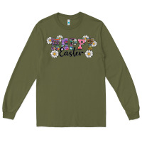 Army Green happy easter daisys Long Sleeve Tee - RanaPortraitStore
