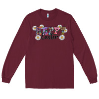 Burgundy happy easter daisys Long Sleeve Tee - RanaPortraitStore