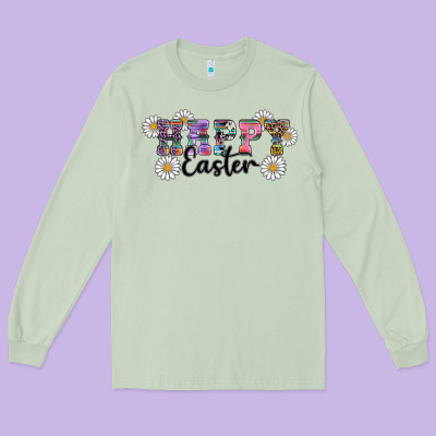 Long Sleeve Tee happy easter daisys