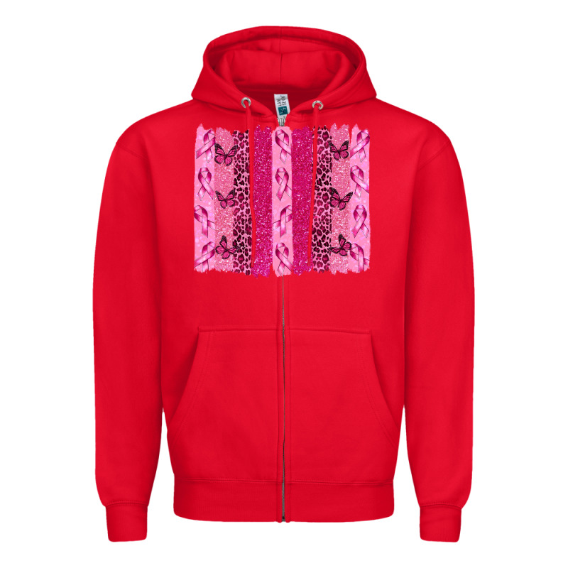 Breast Cancer Brushstrokes Zipper Hoodie by texasbilliewilder | Teevron