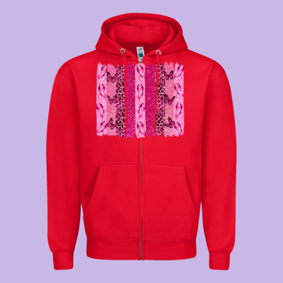 Breast Cancer Brushstrokes Zipper Hoodie Designed By Texasbilliewilder