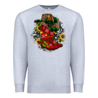 Heather Grey Christmas Cowboy Boots Premium Sweatshirt - JahusDesignShop