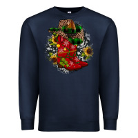 Navy Christmas Cowboy Boots Premium Sweatshirt - JahusDesignShop