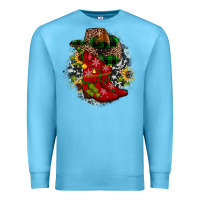Ocean Blue Christmas Cowboy Boots Premium Sweatshirt - JahusDesignShop