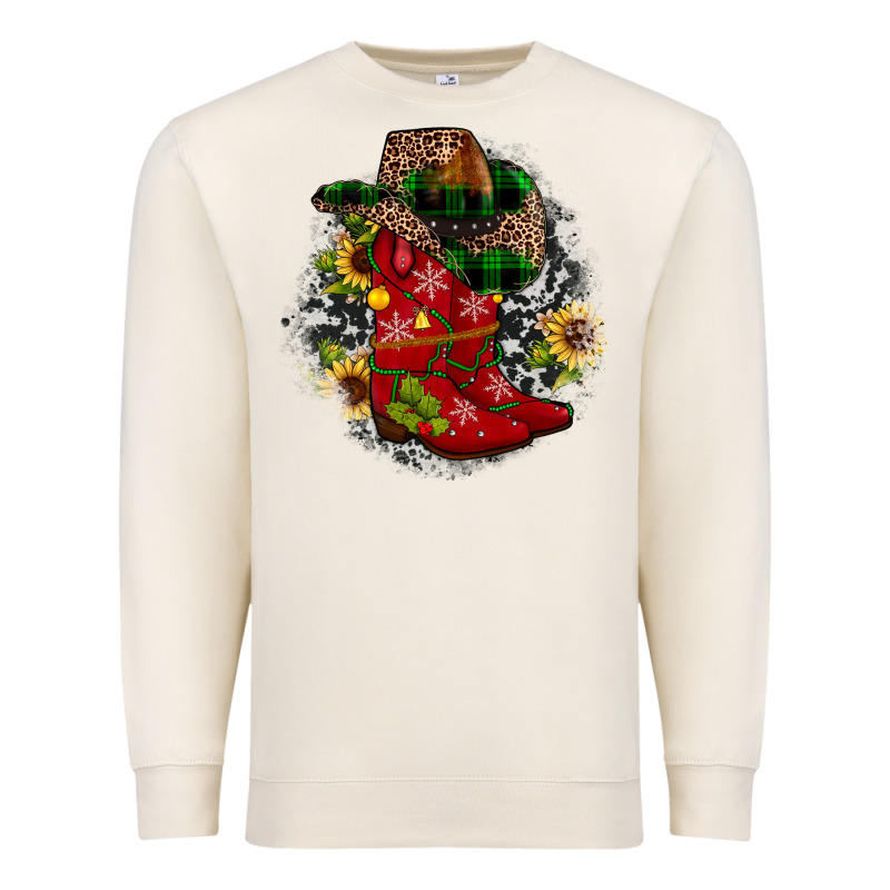 Christmas Cowboy Boots Premium Sweatshirt by JahusDesignShop | Teevron