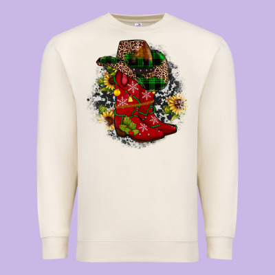 Christmas Cowboy Boots Premium Sweatshirt Designed By Jahusdesignshop