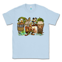 Dusty Blue safari cartoon characters coffee cups Classic Tee - Zillion Design Studio