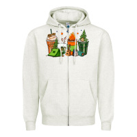 Oatmeal Heather camping coffee cups Zipper Hoodie - Zillion Design Studio