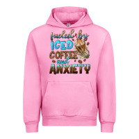 Fuchsia Pink fueled by iced coffee and anxiety Urban Hoodie - NancyCooperArtShop
