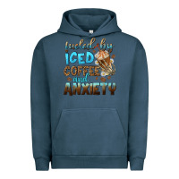 Pigment Midnight Navy fueled by iced coffee and anxiety Urban Hoodie - NancyCooperArtShop
