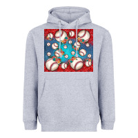 Heather Grey baseball paisley and jean pattern Heavyweight Hoodie - JahusDesignShop