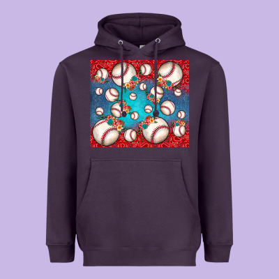 Baseball Paisley And Jean Pattern Heavyweight Hoodie Designed By Jahusdesignshop