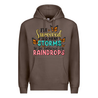 Coffee i have survived too many storms to be bothered by raindrops malia Premium Hoodie - MaliasSmallBusiness