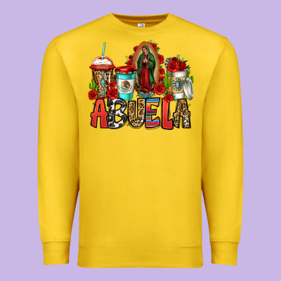 Lady Of Guadalupe Abuela Coffee Cups Premium Sweatshirt Designed By Jasminsmagicworld