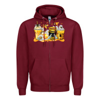 Burgundy bumble bee coffee cups Zipper Hoodie - Zillion Design Studio