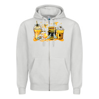 Dove Grey bumble bee coffee cups Zipper Hoodie - Zillion Design Studio
