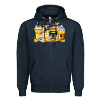 Navy bumble bee coffee cups Zipper Hoodie - Zillion Design Studio