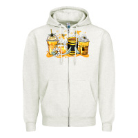 Oatmeal Heather bumble bee coffee cups Zipper Hoodie - Zillion Design Studio