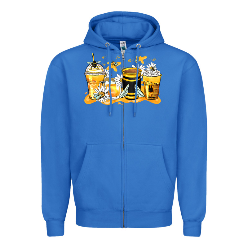 Bumble Bee Coffee Cups Zipper Hoodie by Zillion Design Studio | Teevron