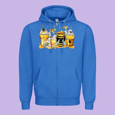 Bumble Bee Coffee Cups Zipper Hoodie Designed By Zillion Design Studio
