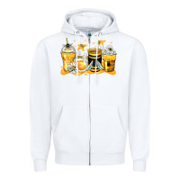 White bumble bee coffee cups Zipper Hoodie - Zillion Design Studio
