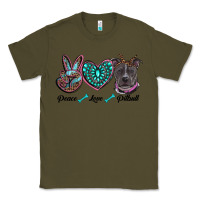 Army Green peace love pitbull Classic Tee - RanaPortraitStore