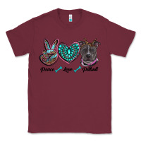 Burgundy peace love pitbull Classic Tee - RanaPortraitStore