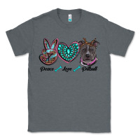 Charcoal Heather peace love pitbull Classic Tee - RanaPortraitStore