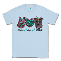 Dusty Blue peace love pitbull Classic Tee - RanaPortraitStore