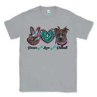 Heather Grey peace love pitbull Classic Tee - RanaPortraitStore