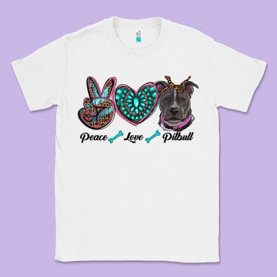 Peace Love Pitbull Classic Tee Designed By Ranaportraitstore