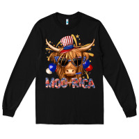 Black moorica with cow billie wilder Long Sleeve Tee - texasbilliewilder
