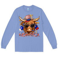 Colony Blue moorica with cow billie wilder Long Sleeve Tee - texasbilliewilder