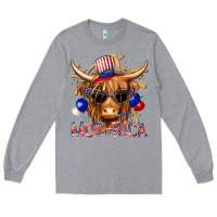 Heather Grey moorica with cow billie wilder Long Sleeve Tee - texasbilliewilder