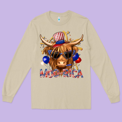 Long Sleeve Tee moorica with cow billie wilder