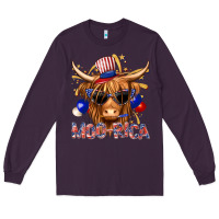 Plum moorica with cow billie wilder Long Sleeve Tee - texasbilliewilder