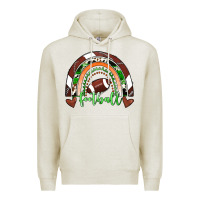 Oatmeal Heather Football Rainbow Premium Hoodie - RanaPortraitStore