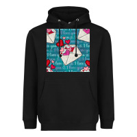 Black valentines day envelope with hearts Heavyweight Hoodie - BundleAndBundleShop