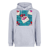 Heather Grey valentines day envelope with hearts Heavyweight Hoodie - BundleAndBundleShop
