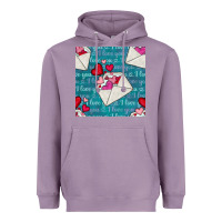 Lavender valentines day envelope with hearts Heavyweight Hoodie - BundleAndBundleShop