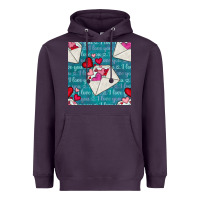 Plum valentines day envelope with hearts Heavyweight Hoodie - BundleAndBundleShop