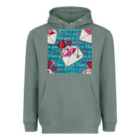 Sage valentines day envelope with hearts Heavyweight Hoodie - BundleAndBundleShop